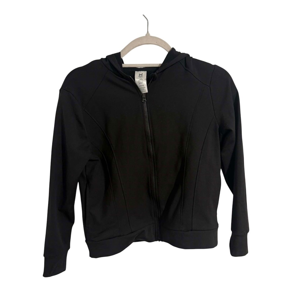 Member's Mark Girls Active Full Zip Jacket Black Hooded Performance Size L 10/12
